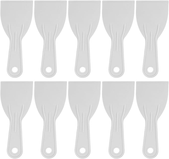 HARFINGTON 10pcs Putty Scraper 3" Width 2mm Thin Flexible Plastic Putty Knives for Taping Drywall Spreading Painting Wall Scratching Gray