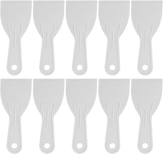 HARFINGTON 10pcs Putty Scraper 3" Width 2mm Thin Flexible Plastic Putty Knives for Taping Drywall Spreading Painting Wall Scratching Gray