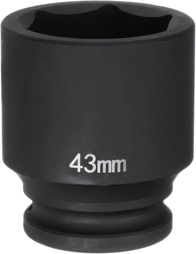 HARFINGTON 6-Point Impact Socket 3/4" Drive 43mm Metric 40Cr Alloy Steel Spindle Axle Nut Impact Socket