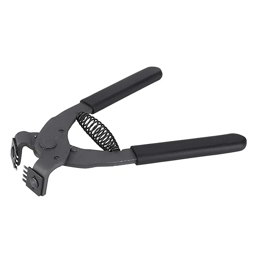 4 Teeth 4mm Silent Leather Hole Punch Pliers, 6.7in Leather Punch Tool, Carbon Steel Leather Stitching Punches with Non-Slip Foam Handle for Sewing Belts, Purses, Straps