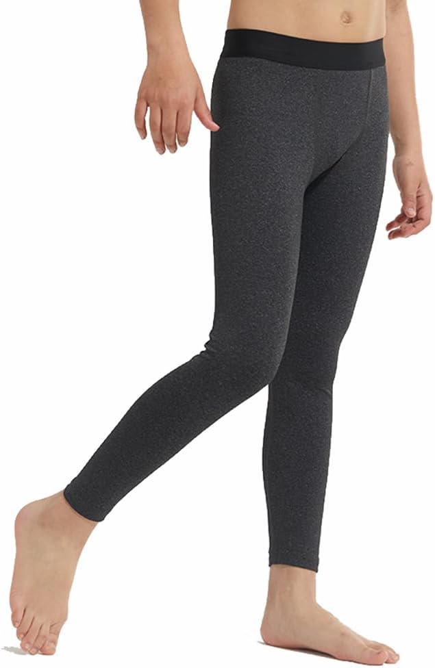 LANBAOSI Youth Boys Compression Leggings Athletic Pants Base Layer Football Workout Tight