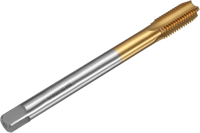 uxcell Metric Thread Tap M15 x 2 H2 160mm Straight Flute Screw Thread Milling Machine Taps Threading Tapping Repair Tool