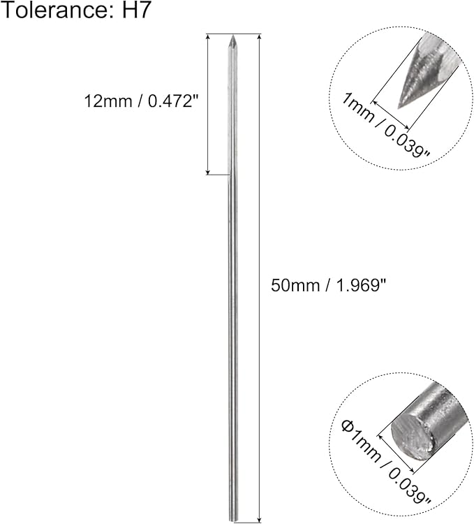 uxcell Chucking Reamers, 1mm H7 Metric Machine Reamer Drill Bit for Metal Wood Hole Reaming, Straight Flute High Speed Steel Tool