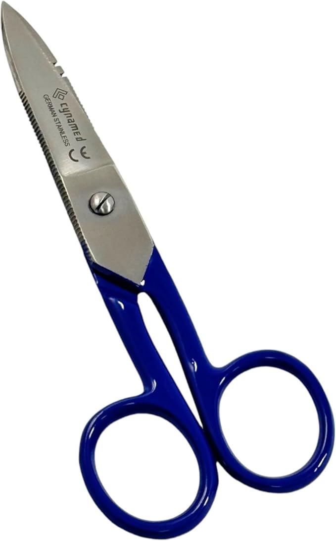 Electrical Wire Cutting and Stripping Scissors 5.25" Length | Electrician Electrical Repair Scissors | German Stainless Steel (1 Each - Blue)