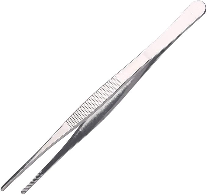 Aniso Long Tweezers - Precision Serrated Kitchen Tongs for Barbecue & Cooking (12 inches)