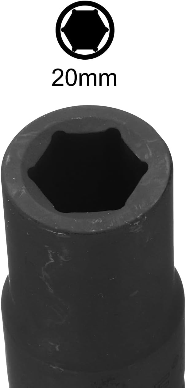 uxcell 3/4-Inch Drive 20mm 6-Point Deep Impact Socket, CR-MO Steel 78mm Length, Metric Sizes