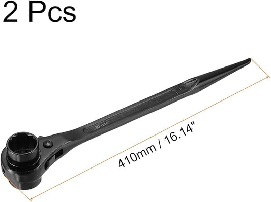 uxcell 30 x 32mm 12-Point Scaffold Podger Ratchet Spanner Ratcheting Socket Wrench Tool (Black) 2pcs