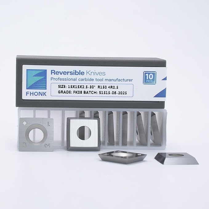 15mm Arc-edge Square Carbide Inserts Cutters, for Woodturning Replacement Cutter Knives, Fits Spiral, Helical Planer Cutter, Wood Lathe Turning Tool, 10-Pack (15x15x2.5-30째 R150(4R0.5))