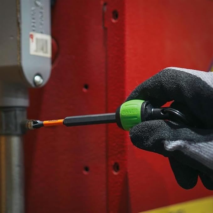 Bit Holder Key Chain Screwdrivers - Railer Heavy Duty 1/4" Hex Soft Ball Grip Bit Holders & Secure Keychain Carabiner. HVAC Tools w/Quick Release For Nut Drivers, Impact Driver & Drill Bits