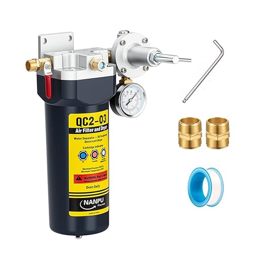 NANPU QC2 1/2" NPT Desiccant Air Dryer with Regulator and Gauge ??Inline Moisture Filter for Air Compressor, 1/2" NPT Ball Valve, 120 CFM, 153 PSI ??Ideal for Spray Painting and Pneumatic Tools