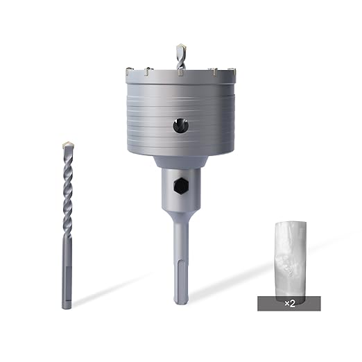 GSTK 80mm(3-5/32") Concrete Hole Saw Kit with SDS Plus Shank, Gift with 5pcs Dust Catcher, Hole Saw Cutter for Brick|Concrete| Cement |Stone.