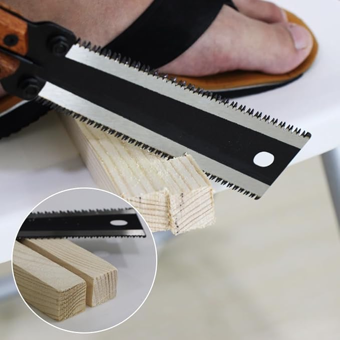 Hand Saw 5.62 Inch Mini Double Edges Pull Folding Saw Portable Hand Wood Saw for Hard/Soft Wood/Camping Saw with SK5 Blade, Safety Latch, Gifts for Men