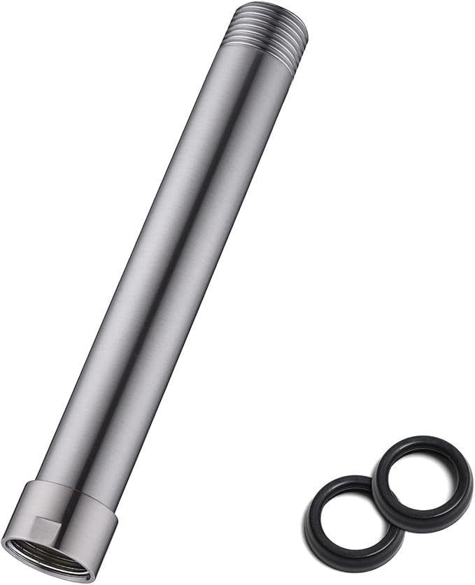 6 Inches Shower Head Extension Arm, Shower Arm Extender for Rain and Handheld Shower Head, Solid Stainless Steel Straight Bathroom Extension Arm,Female to Male NPT 1/2 Inch, Brushed Nickel