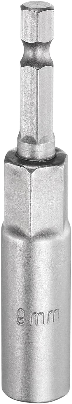 HARFINGTON Nut Driver Drill Bit 9mm Metric Socket 1/4" Hex Shank 3.15" (80mm) Long 6-Point Sockets Quick Change CR-V Steel Bolt Setters for Power Drill Drivers