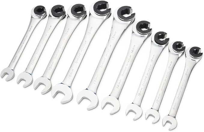 Anbull Tubing Ratchet Wrench Set Metric 9pcs竊?-17mm竊? Combination Ratcheting Wrench Set with Open-end Fixed Head, 72 Gears CR-V Chrome Vanadium Steel Constructed