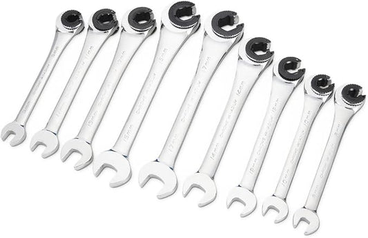 Anbull Tubing Ratchet Wrench Set Metric 9pcs竊?-17mm竊? Combination Ratcheting Wrench Set with Open-end Fixed Head, 72 Gears CR-V Chrome Vanadium Steel Constructed