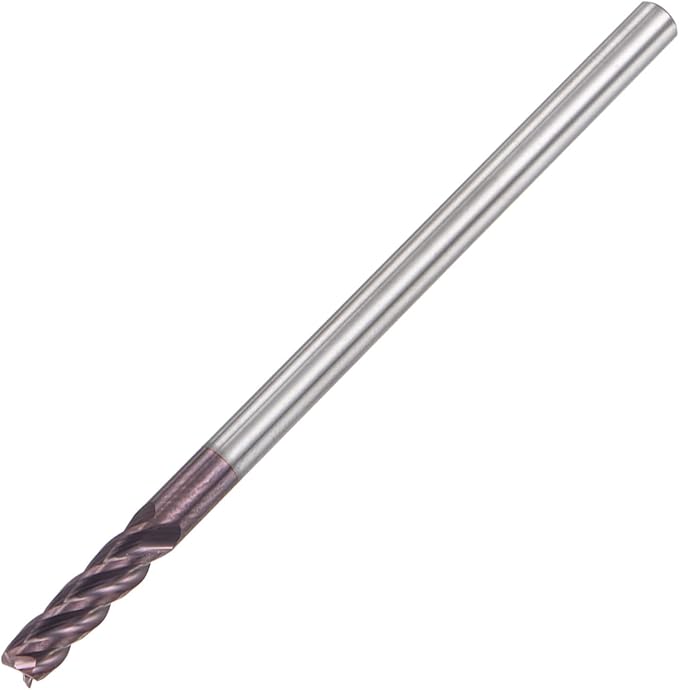 uxcell Square Nose End Mill, 4mm Tip Dia Solid Carbide AlTiN Coated CNC Router Bits 4 Flute Spiral Milling Cutter HRC55 with 4mm Shank 75mm (3-inch) Length