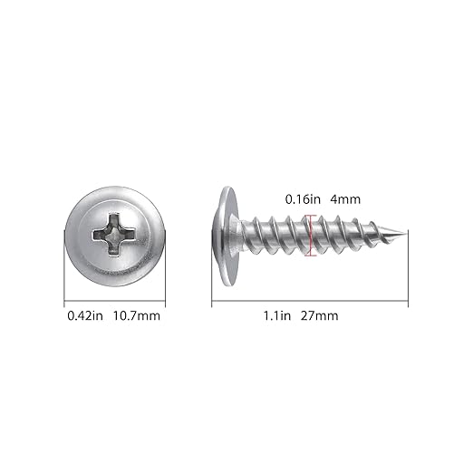 (250 pcs)#8횞1" Phillips Truss Head Wood Screws Stainless Steel 410 Quick Metal Self Tapping