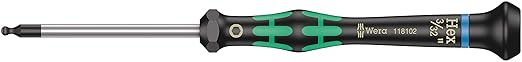 Wera 05118102001 Kraftform Micro 2052 Ballhead Hexagon Electronics Precision Screwdriver, 3/32" Head, 60mm Blade Length
