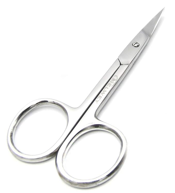 Eyebrow Scissors & Small Cuticle Scissors, 3.7 Inches ??Curved Blade Manicure TSA Scissors, Stainless Steel for Eyelashes, Facial Hair, Pubic Hair, Men?셲 Moustache & Beard