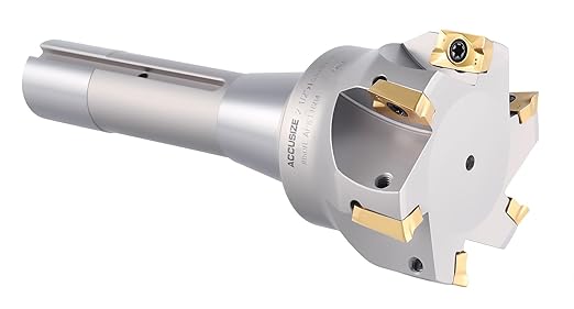 Accusize Industrial Tools 2-1/2'' Cutting Diameter by 6-1/8'' Oal 90 Degree R8 Shank Indexable End Mill with 6 Apkt1604 Carbide Inserts, 0028-6907