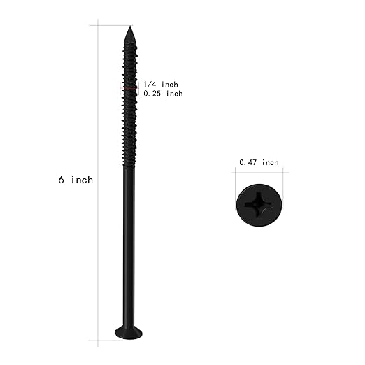 WenSilon(30 PCS) 1/4" x6 Black Concrete Screw Anchor Black Flat Head for Anchoring to Masonry, Block or Brick Stucco