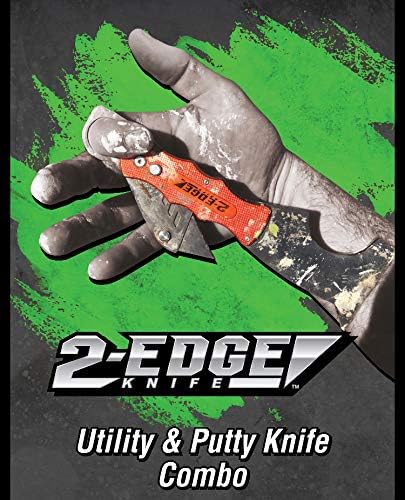 Zorr 2-Edge Knife ??Foldable Utility & Putty Knife Combo, Aluminum Handle with Safety Lock, Belt Clip & Interchangeable Blade, Painter?셲 All-in-One Tool, orange 5 and 1