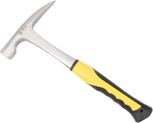 All Steel Geological Hammer, 31 Oz Big Pointed Tip Hammer with PU Non-slip Shock-absorbing Handle for Geological Exploration,Rock Hounding, Prospecting, Mining (Large)