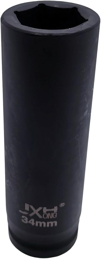 1-Inch Drive Metric Extra Deep Impact Socket, Heavy-Duty,6-Point, 6.3-Inch Long, Heat-Treated Cr-V Steel (34mm)