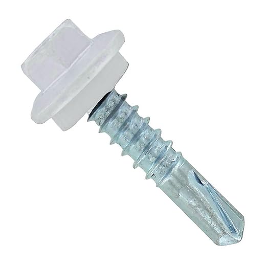 Fasteners Plus ST Fastening Maxx SteelBinder Metal to Metal #12 X 1 Polar White Screws with EPDM Rubber Washer, 250-Count - Designed for Roofing and Siding Panels