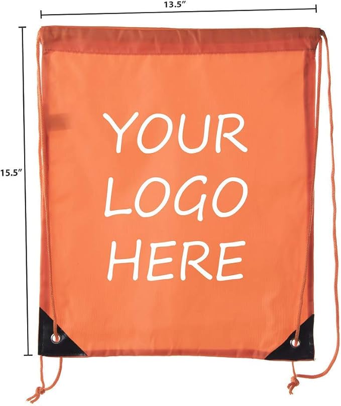 Mato & Hash Custom Bags With Your Logo | 20PK Promotional Drawstring Backpack - 20PK Orange CE2500