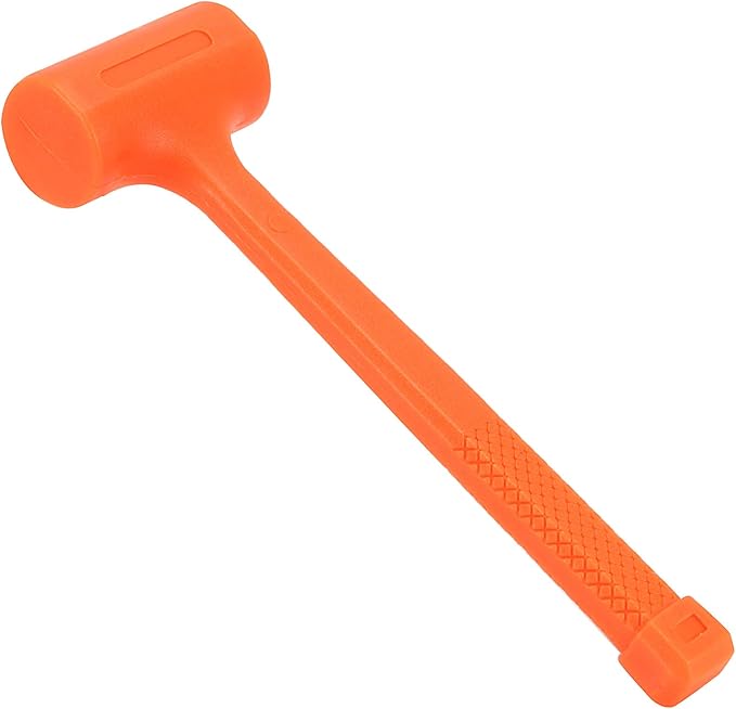 4 lb Dead Blow Hammer with Steel Shot Filled Head, Spark and Rebound Resistant Deadblow Mallet with Non-Slip Diamond Textured Handle, Orange