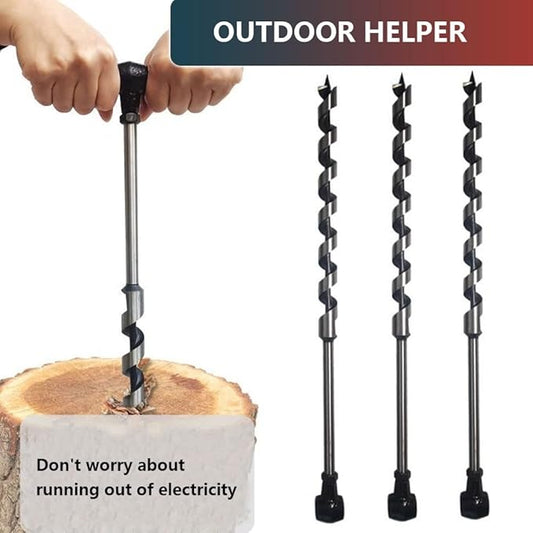 Manual Hand Drill and Hand Wood Auger for Wood Camping Shelter Building, Multipurpose Manual Survival Drill Bit with A Wooden Stick Hand Auger Woodworking Hole Saw Bit to Fix The Tent Nails (Color :