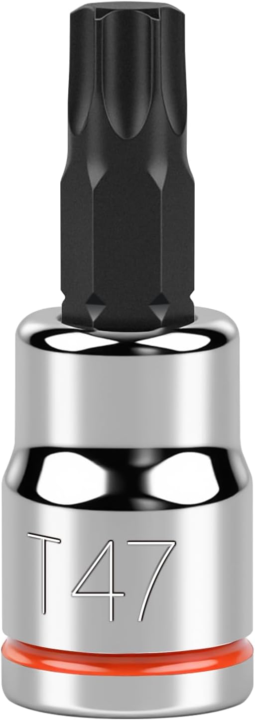 3/8 Inch Drive Torx Bit Socket, T47, Full Polished, Premium CR-V & S2 Alloy Steel Head Made for Auto/Mechanical