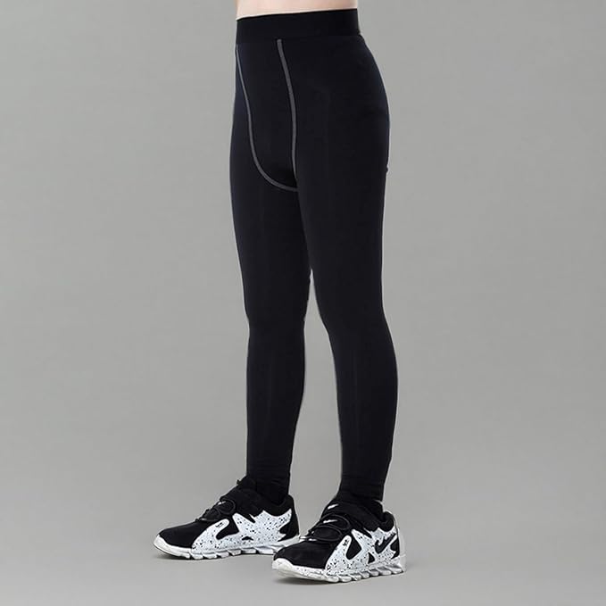 LANBAOSI Youth Boys Compression Leggings Athletic Pants Base Layer Football Workout Tight