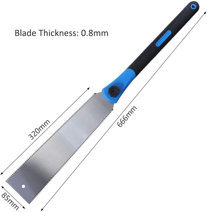 Double Edged Hand Saw, 32cm/12.5” Japanese Ryoba Pull Saw Flexible Flush Cut Saw for Fine and Coarse Cutting Woodworking (Blue)