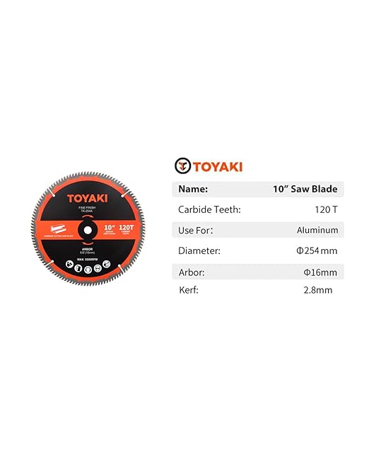 10-Inch Miter Saw Blade, TCG Aluminum Working 120-Tooth Ultra-Fine Finish Professional Saw Blade for Miter Saws Table Saws and Circular Saws,Arbor 5/8-inch(16mm)