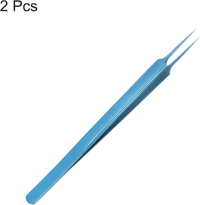 HARFINGTON 2pcs Stainless Steel Precision Tweezers 6.3 Inch Long Handle Pointed Tip Tweezers Multi Purpose for Craft Industrial Work Laboratory Use, Blue