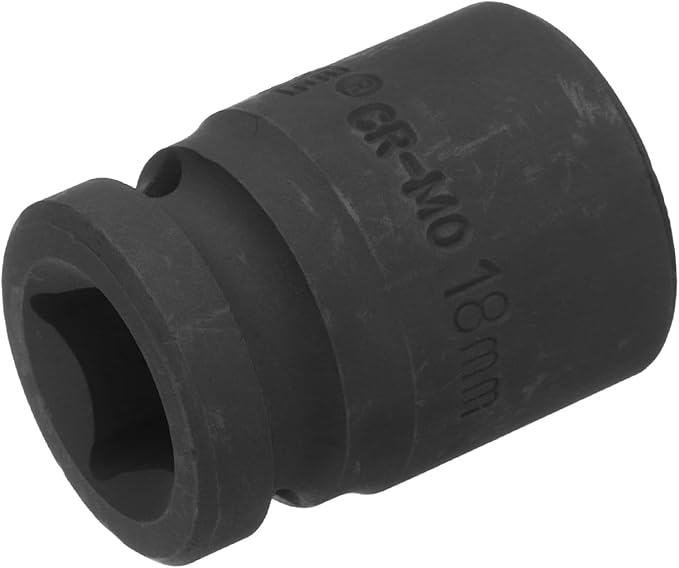 uxcell 1/2" Drive x 18mm Shallow Impact Socket 12-Point Metric CR-MO Steel Nut Impact Grade Socket for Auto Repair
