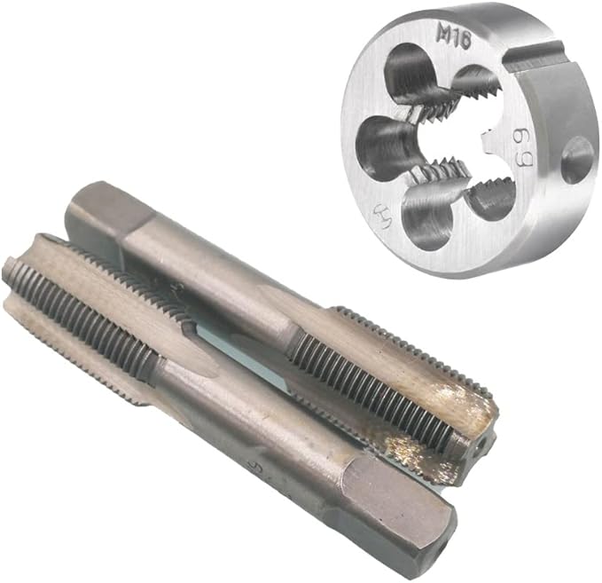 Mactoom 16mm x 2 HSS Metric Tap and Die Set Right Hand Thread,Tapping DIY Tool 3pcs (M16 x 2mm)
