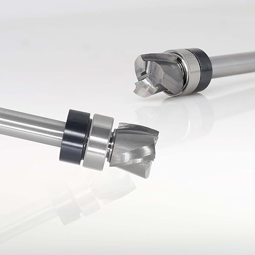 Flush Trim Router Bit 1/4 Shank, Down-Cut Carbide Head 3-Flute, 1/2" Diameter, 3/8" Cutting Length, Pattern Template Spiral Flush Trim Router Bit, for Grooves, Bottom Cleaning, Wood Trimming