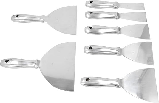 7-Piece Stainless Steel Putty Knife Set, 1.5-8 inch Blades, Paint Scraper Kit with Storage Bag