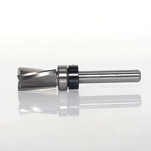 Spiral Flush Trim Router Bit 1/4 Shank, Carbide Head 3-Flute, 1/2" Diameter, 3/4" Cutting Length, Pattern Template Flush Trim Router Bit, for Grooves, Bottom Cleaning, Wood Trimming