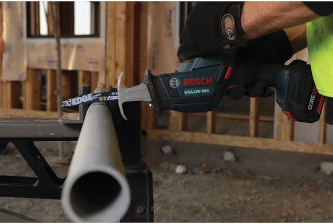 BOSCH GSA18V-083B 18V Cordless Reciprocating Saw - Lightweight & Compact, 0.83" Stroke, 3,050 SPM, Variable-Speed Trigger, Toolless Blade Change, LED Light (Bare Tool)