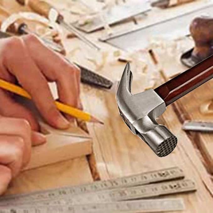 Utoolmart 8.8 Ounce Magnetic Anti-slip Head Wooden Handle Curved Claw Hammer 40cm/15.7" Length
