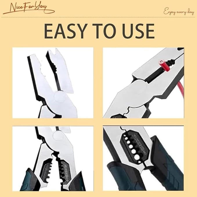 Industrial- Grade Nail Puller & Wire Cutter Tool | Compound Leverage Action Design for Heavy Duty Cutting 9-in-1 Multi-Functional Key Cutting Plierss/Wire Cutter/Stripper