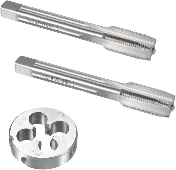 Mactoom 12mm x 1 HSS Metric Tap and Die Set Right Hand Thread,Tapping DIY Tool 3pcs (M12 x 1mm)