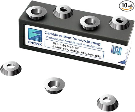 12mm Round Carbide Inserts Blades for Woodworking, Tungsten Carbide Cutters Knives for Ci3 Woodturning, Wood Finisher Hollower Lathe Tools, 10 pcs (R-?12x2.5-30째)