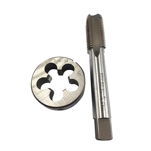 3/4"-10, 3/4"-14, 3/4"-18, HSS Tap and Die Set竊똗NF Machine Thread Tap and UNF Round Thread Die Right Hand (3/4-14 UNS)