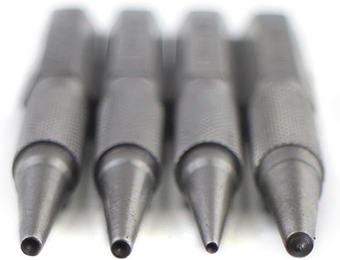 Maxmoral 4 Pieces Nail Setter Punch and Center Punch Set Heat Treated Alloy Steel with Knurled Grip 4 Sizes